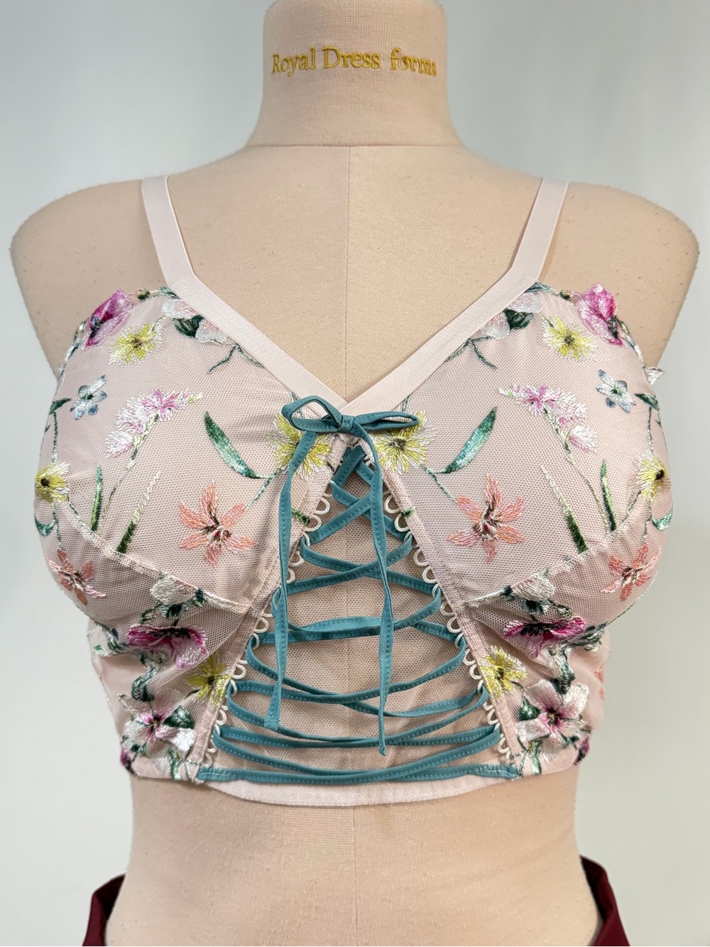 Victoria’s Secret Embroidered Floral Lace-Up Bralette Bra M - DD